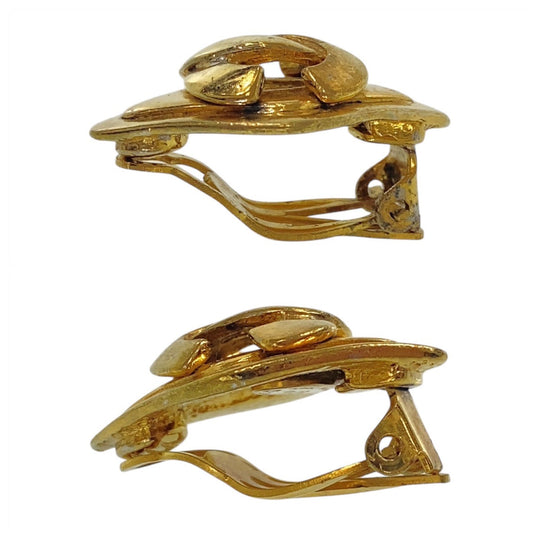 CHANEL Earring plating Gold gold COCO Mark Women Used Authentic