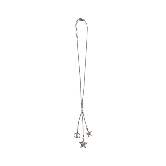 CHANEL Necklace plating Silver Necklace Rhinestone COCO Mark Star Women Used Authentic