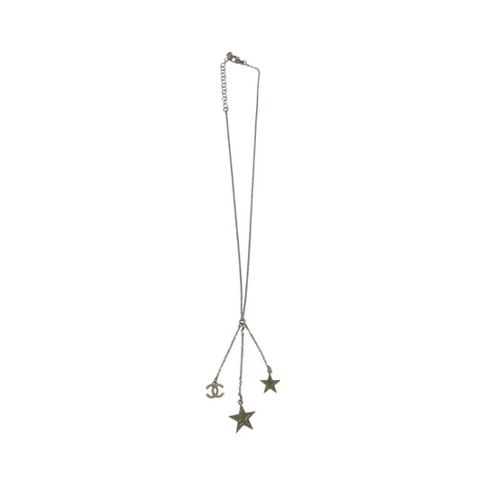 CHANEL Necklace plating Silver Necklace Rhinestone COCO Mark Star Women Used Authentic