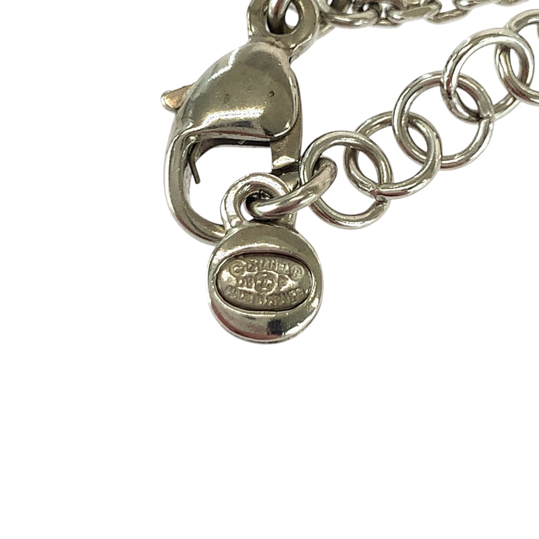 CHANEL Necklace plating Silver Necklace Rhinestone COCO Mark Star Women Used Authentic