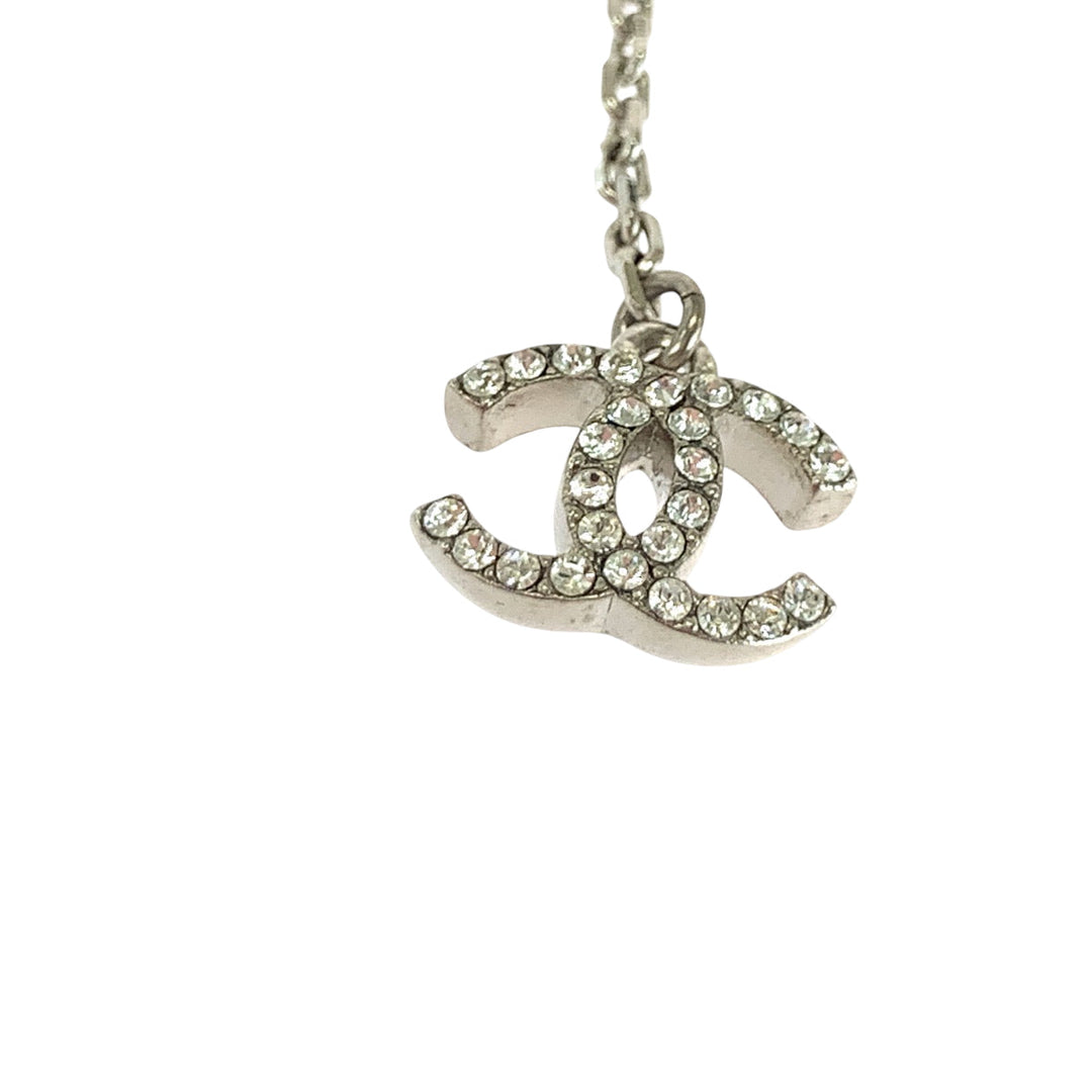 CHANEL Necklace plating Silver Necklace Rhinestone COCO Mark Star Women Used Authentic