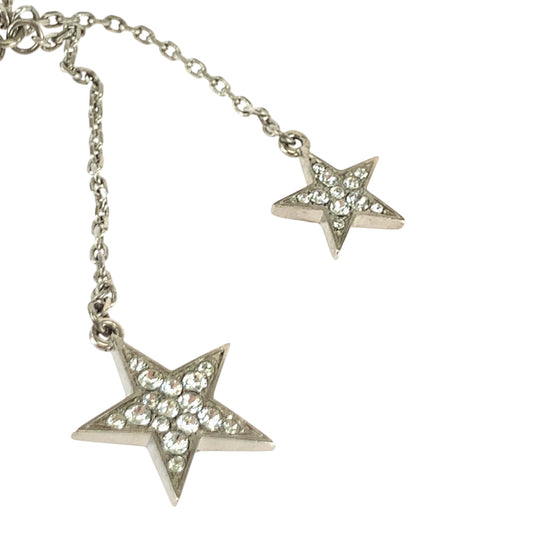 CHANEL Necklace plating Silver Necklace Rhinestone COCO Mark Star Women Used Authentic
