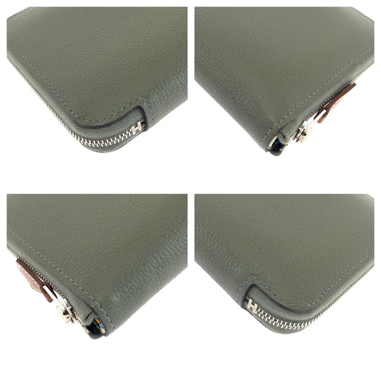 HERMES Bifold Wallet Evercolor Grimeyer Gray type Folding wallet Compact wallet Unisex Azap Compact Silk in Women(Unisex) Used Authentic