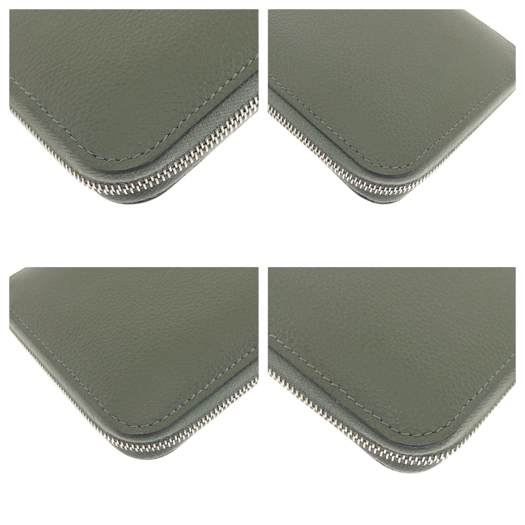HERMES Bifold Wallet Evercolor Grimeyer Gray type Folding wallet Compact wallet Unisex Azap Compact Silk in Women(Unisex) Used Authentic
