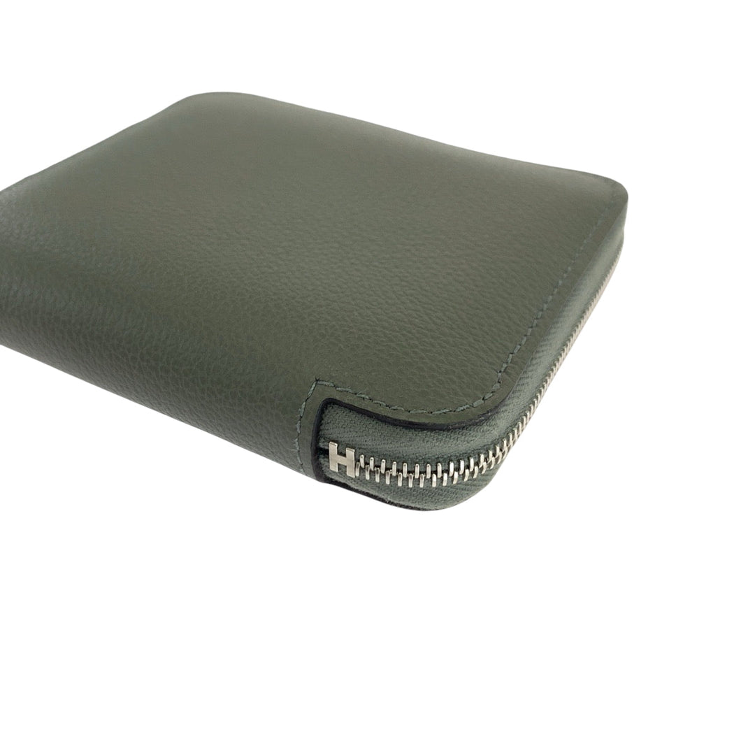 HERMES Bifold Wallet Evercolor Grimeyer Gray type Folding wallet Compact wallet Unisex Azap Compact Silk in Women(Unisex) Used Authentic