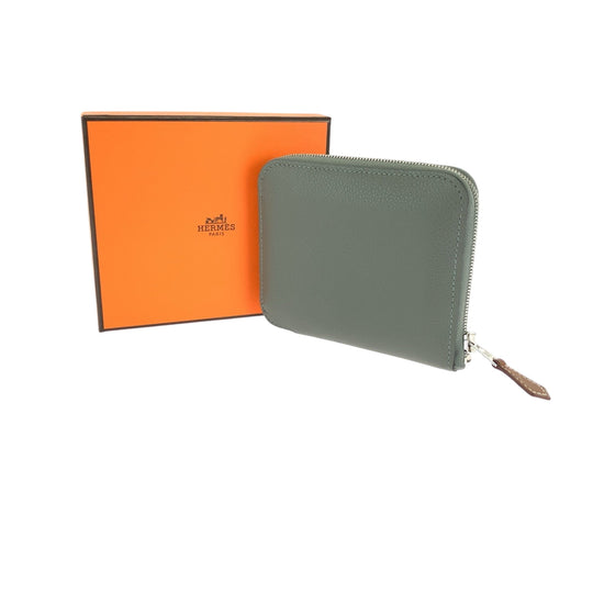 HERMES Bifold Wallet Evercolor Grimeyer Gray type Folding wallet Compact wallet Unisex Azap Compact Silk in Women(Unisex) Used Authentic