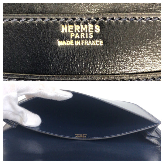 HERMES Shoulder Bag Box scarf Navy Shoulder Bag pochette Gallopard Women Used Authentic