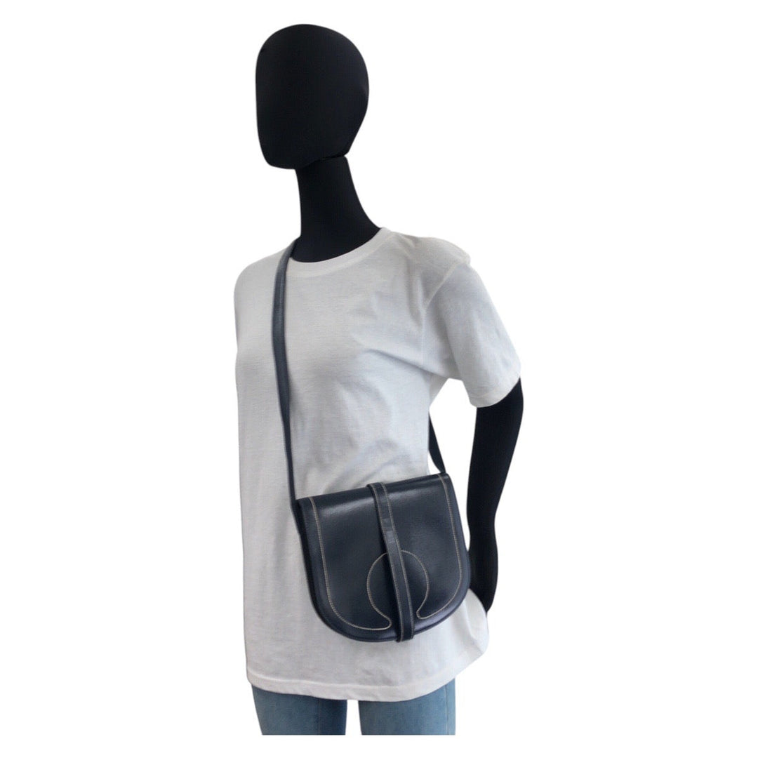 HERMES Shoulder Bag Box scarf Navy Shoulder Bag pochette Gallopard Women Used Authentic