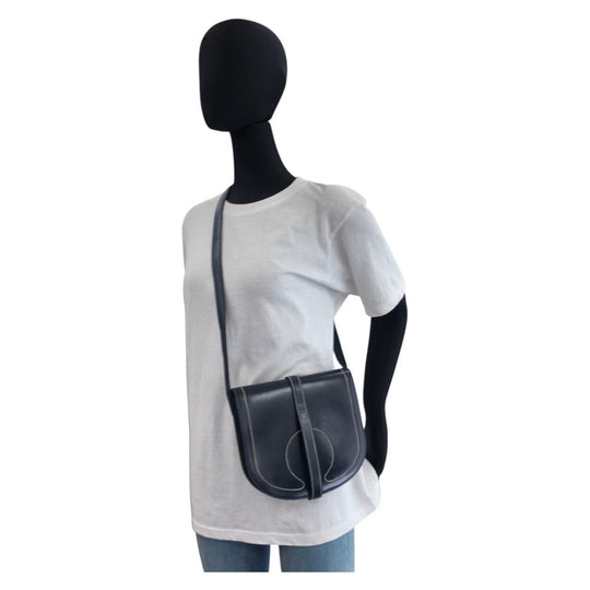 HERMES Shoulder Bag Box scarf Navy Shoulder Bag pochette Gallopard Women Used Authentic
