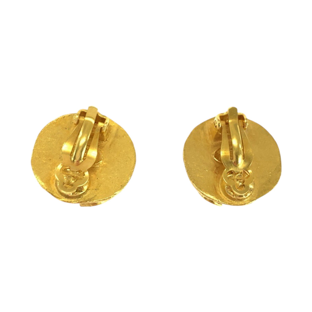 CHANEL Earring plating Gold white Triple COCO Mark Faux Pearl