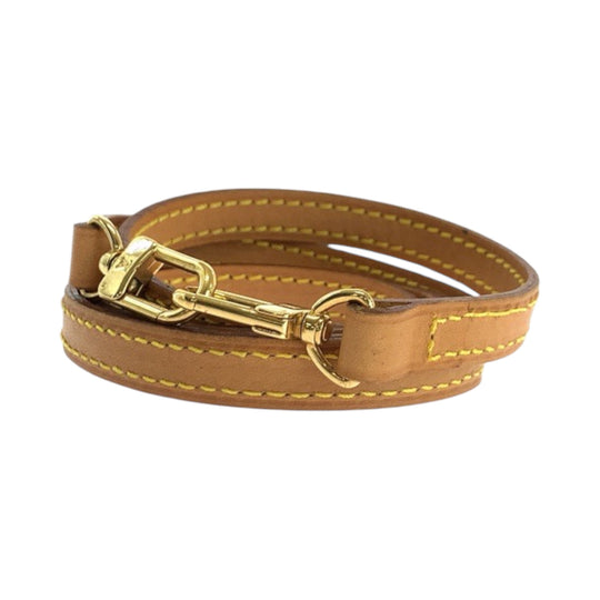 LOUIS VUITTON Shoulder strap leather Light Brown Gold Metal shoulder strap only Women Used Authentic