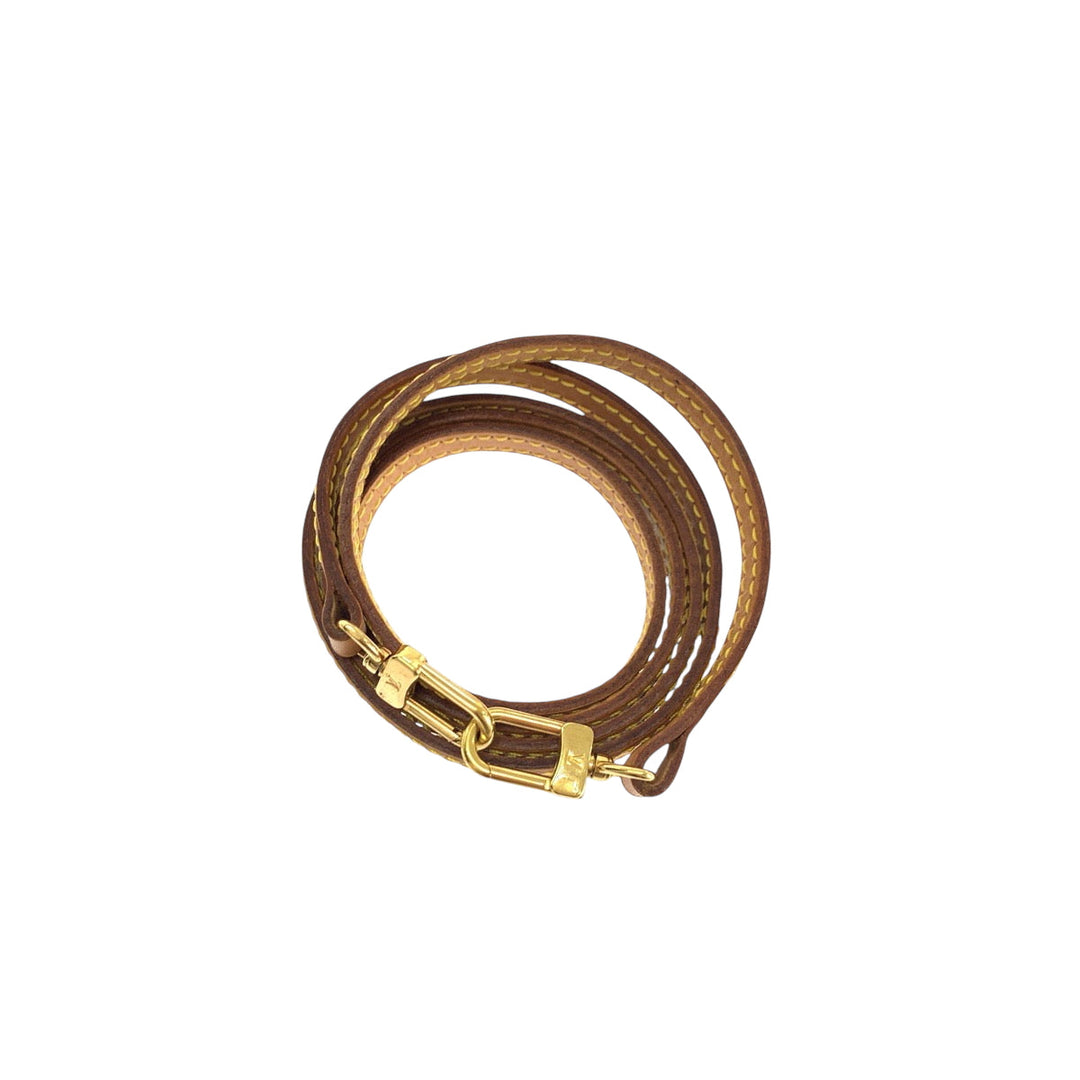LOUIS VUITTON Shoulder strap leather Light Brown Gold Metal shoulder strap only Women Used Authentic