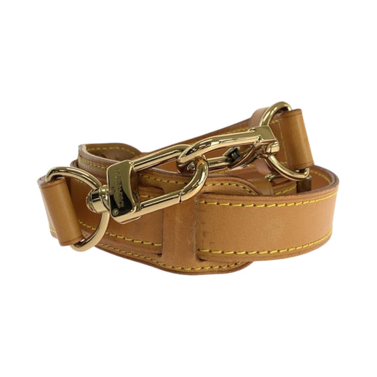 LOUIS VUITTON Shoulder strap leather Light Brown Gold Metal shoulder strap only Women Used Authentic