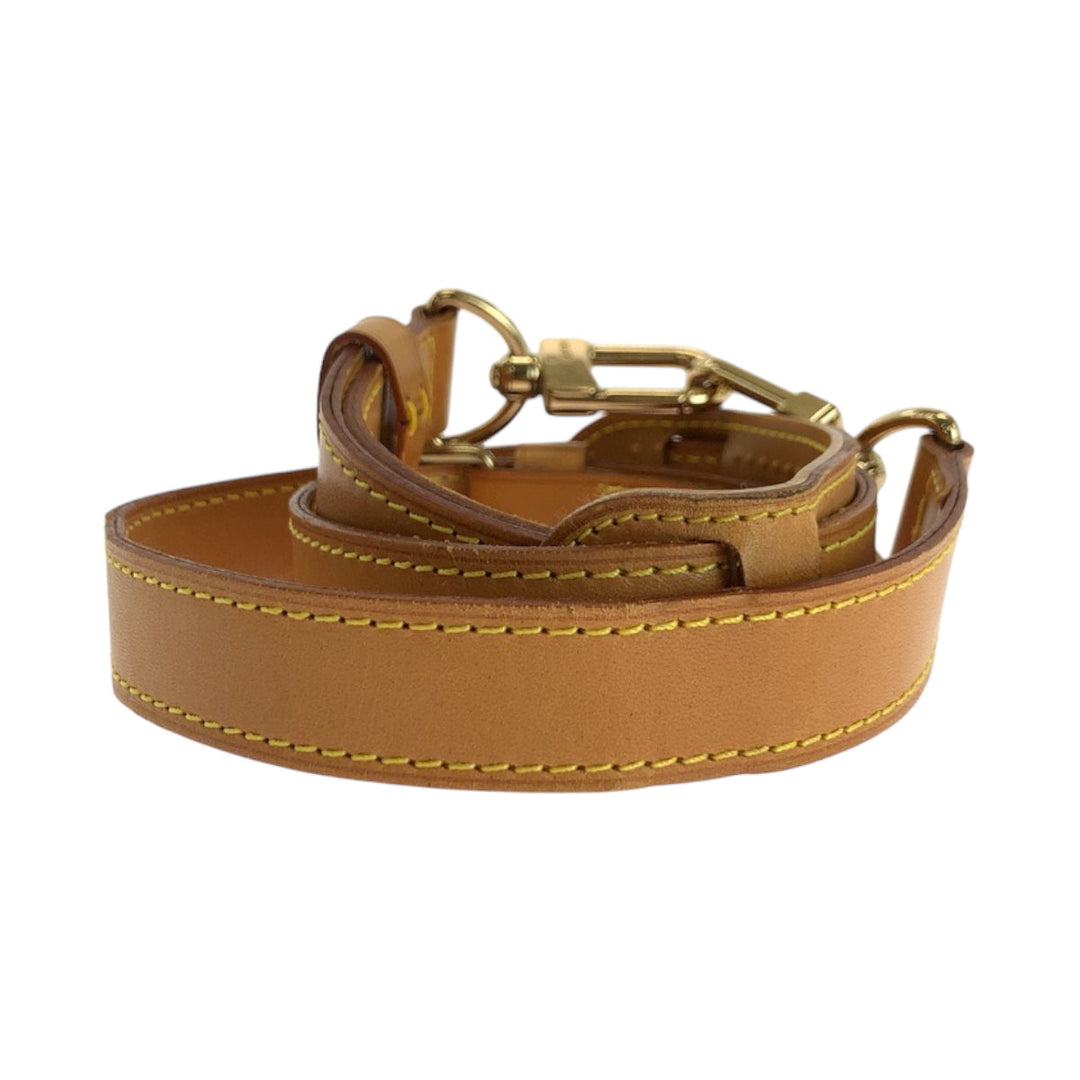 LOUIS VUITTON Shoulder strap leather Light Brown Gold Metal shoulder strap only Women Used Authentic
