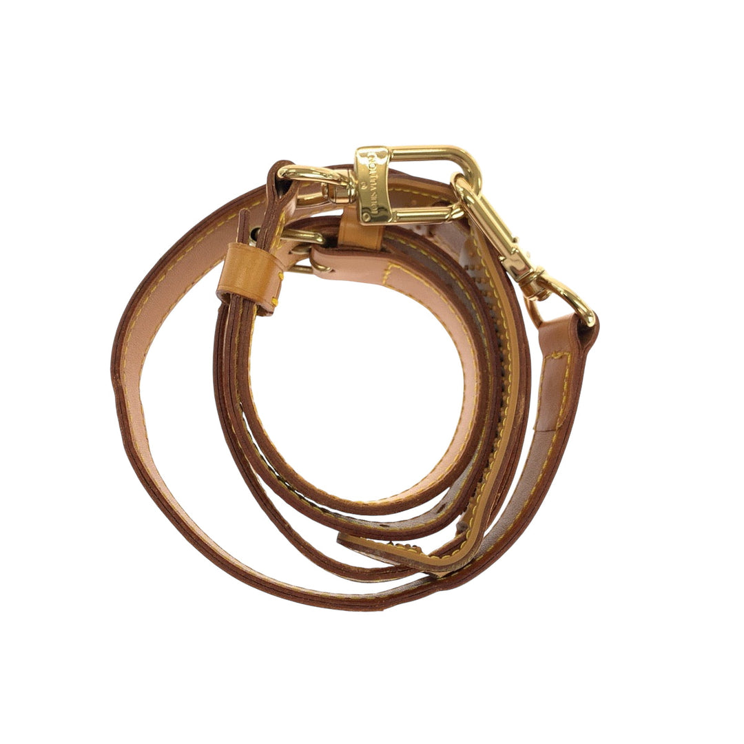 LOUIS VUITTON Shoulder strap leather Light Brown Gold Metal shoulder strap only Women Used Authentic