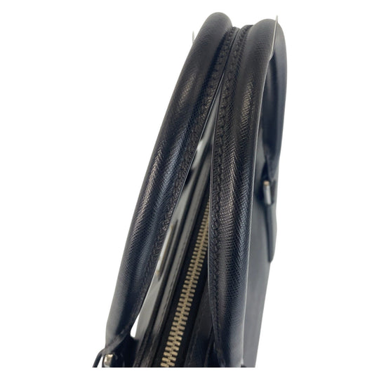 PRADA Business bag leather Black SilverMetal Business bag briefcase Safiano mens Used Authentic