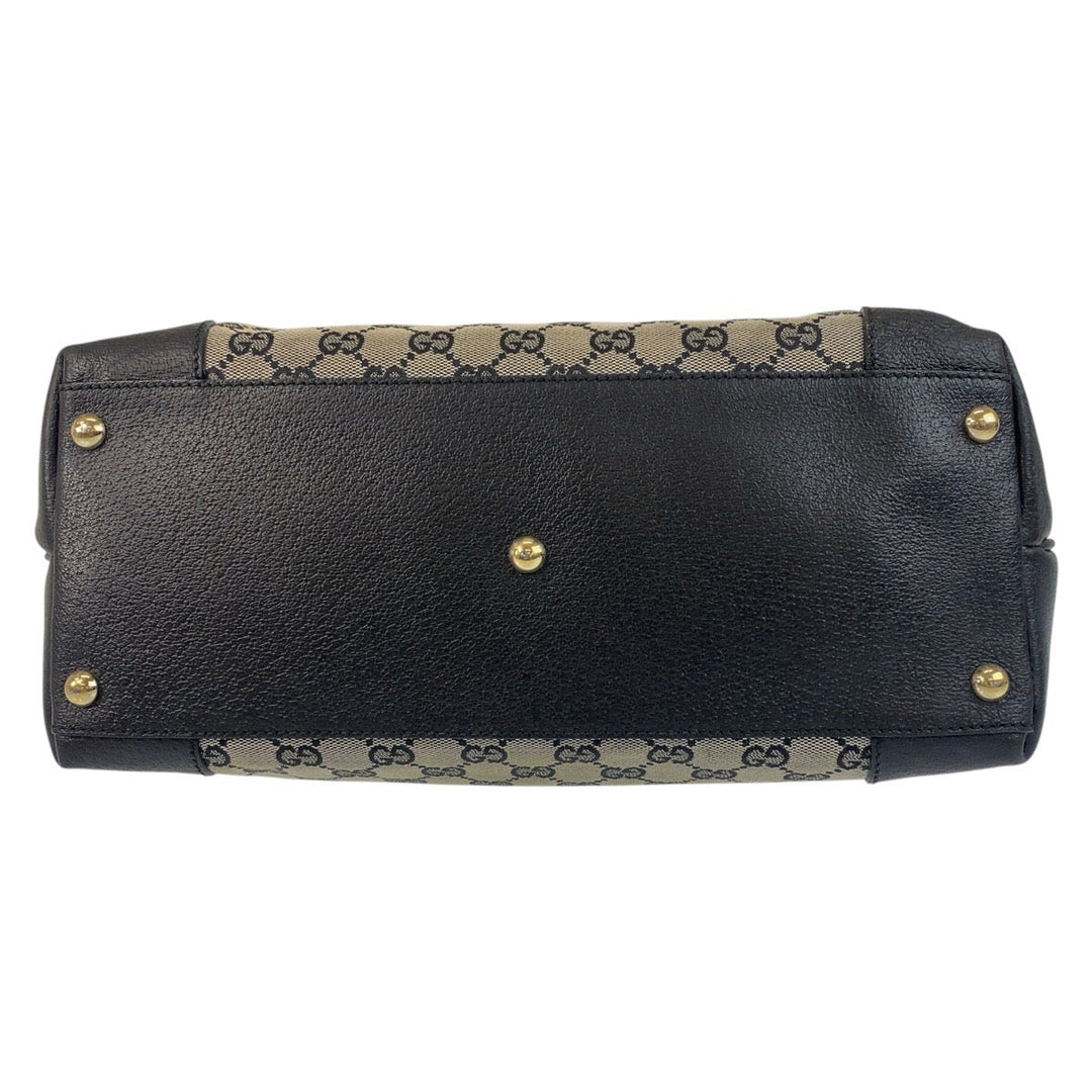 GUCCI Tote Bag 263345 GG canvas, leather gray black black Tote Bag Shoulder Bag Women(Unisex) Used Authentic