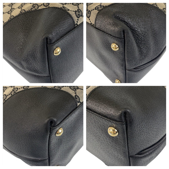 GUCCI Tote Bag 263345 GG canvas, leather gray black black Tote Bag Shoulder Bag Women(Unisex) Used Authentic