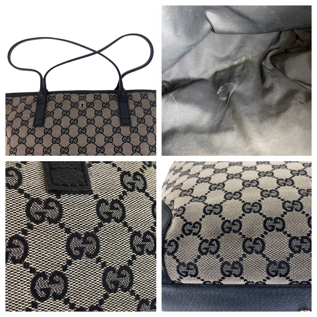 GUCCI Tote Bag 263345 GG canvas, leather gray black black Tote Bag Shoulder Bag Women(Unisex) Used Authentic