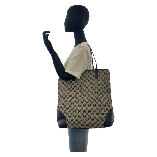 GUCCI Tote Bag 263345 GG canvas, leather gray black black Tote Bag Shoulder Bag Women(Unisex) Used Authentic
