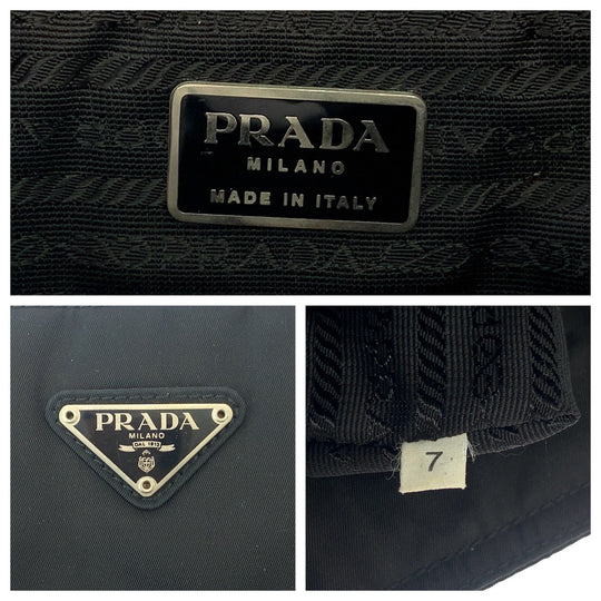 PRADA Tote Bag B8375 Nylon Black SilverMetal Tote Bag Shoulder Bag Test Triangle With logo Women Used Authentic