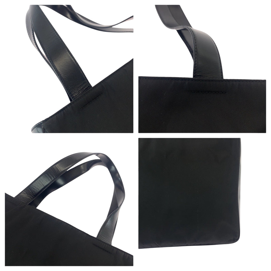 PRADA Tote Bag B8375 Nylon Black SilverMetal Tote Bag Shoulder Bag Test Triangle With logo Women Used Authentic