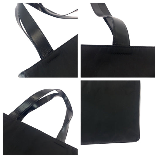 PRADA Tote Bag B8375 Nylon Black SilverMetal Tote Bag Shoulder Bag Test Triangle With logo Women Used Authentic