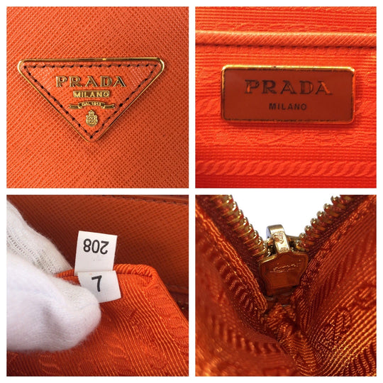 PRADA Handbag leather Orange Safiano