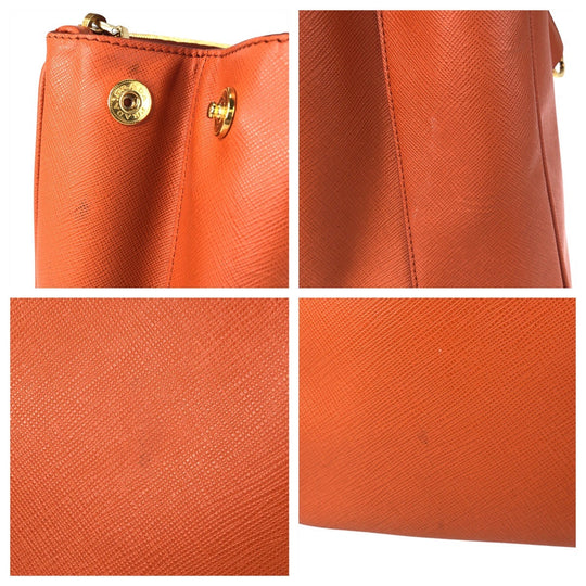 PRADA Handbag leather Orange Safiano