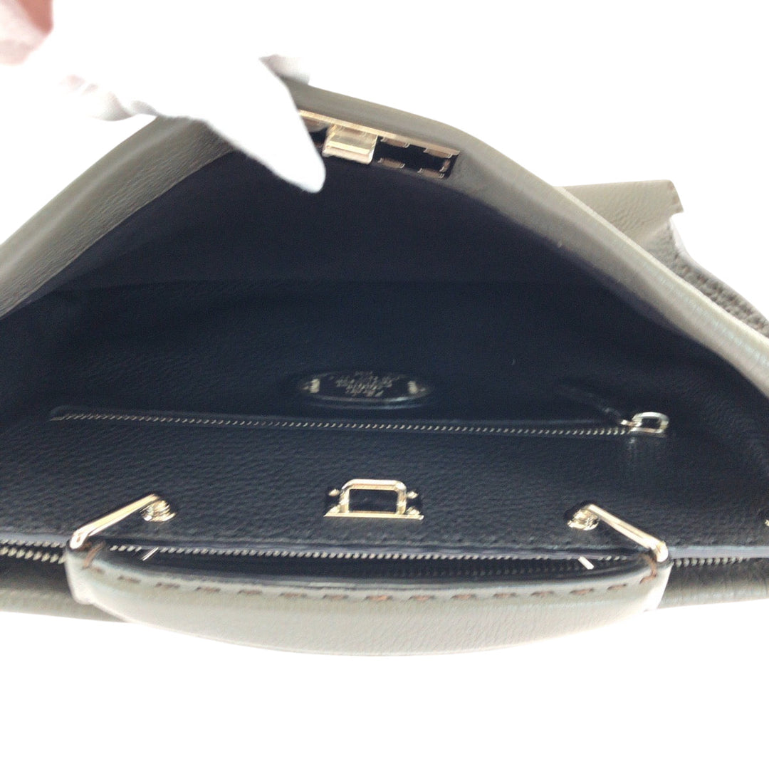 FENDI Shoulder Bag 7VA406 leather Gray Yellow SilverMetal Shoulder Bag Handbag 2way Celeria Peekaboo Fit mens Used Authentic