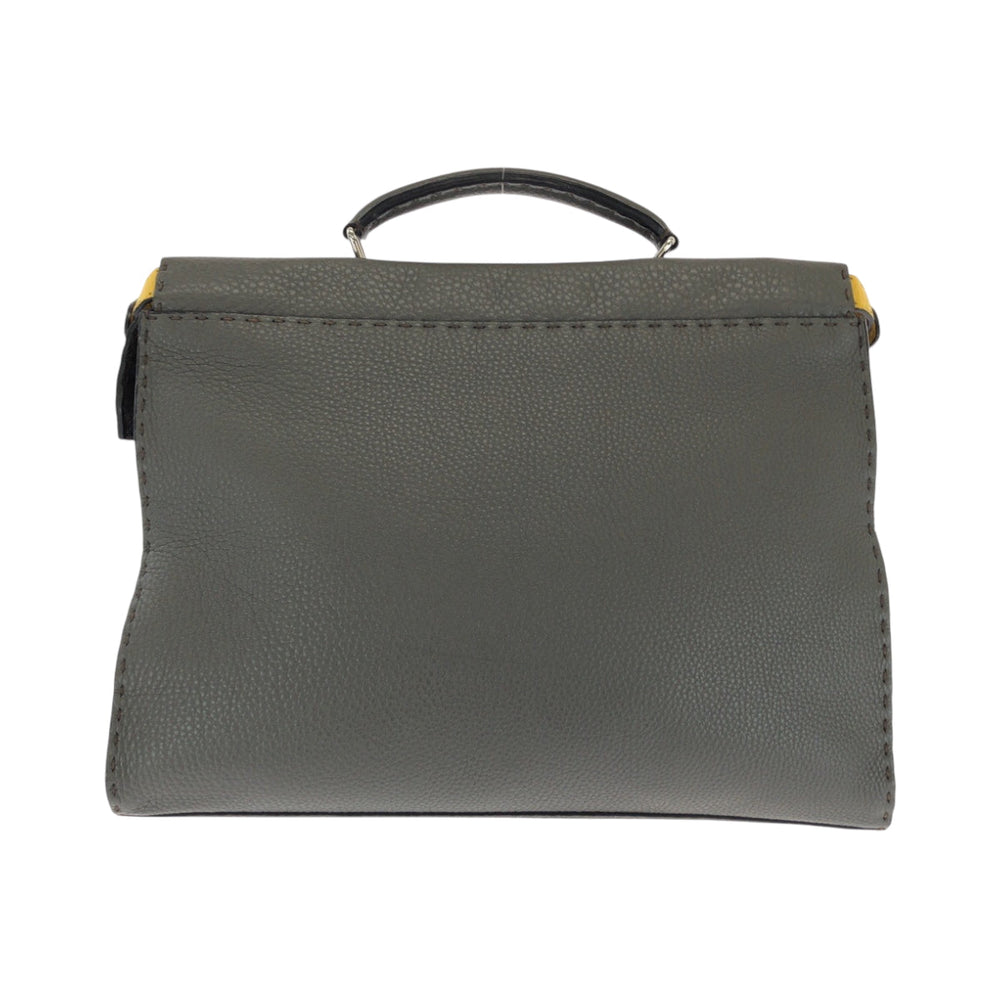 FENDI Shoulder Bag 7VA406 leather Gray Yellow SilverMetal Shoulder Bag Handbag 2way Celeria Peekaboo Fit mens Used Authentic
