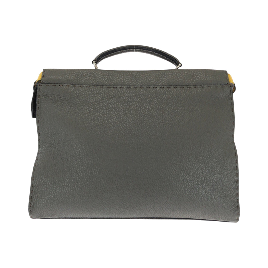 FENDI Shoulder Bag 7VA406 leather Gray Yellow SilverMetal Shoulder Bag Handbag 2way Celeria Peekaboo Fit mens Used Authentic