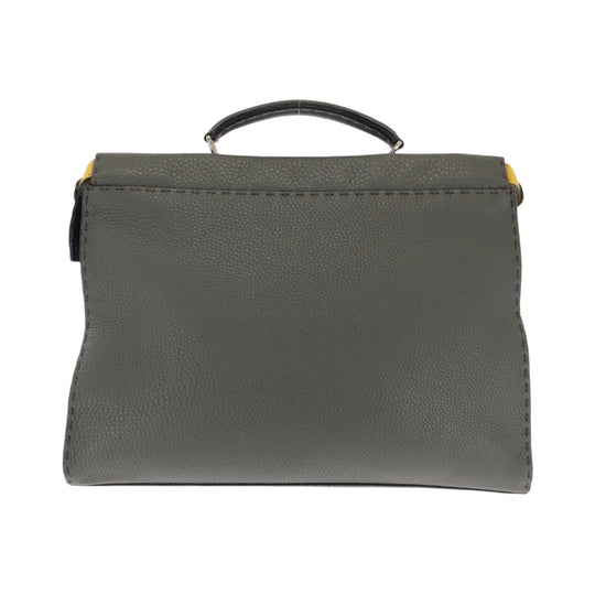 FENDI Shoulder Bag 7VA406 leather Gray Yellow SilverMetal Shoulder Bag Handbag 2way Celeria Peekaboo Fit mens Used Authentic