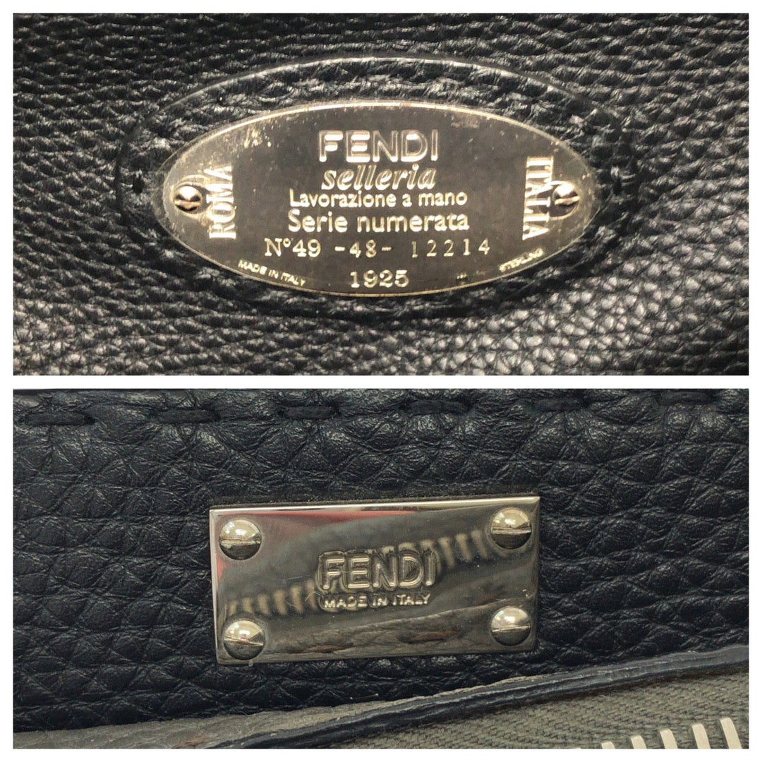 FENDI Shoulder Bag 7VA406 leather Gray Yellow SilverMetal Shoulder Bag Handbag 2way Celeria Peekaboo Fit mens Used Authentic