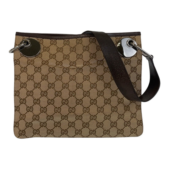 GUCCI Shoulder Bag 120841 GG canvas, leather Beige brown Shoulder Bag pochette Women Used Authentic