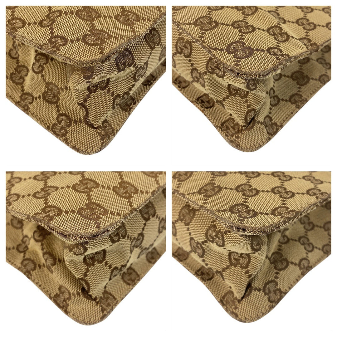 GUCCI Shoulder Bag 120841 GG canvas, leather Beige brown Shoulder Bag pochette Women Used Authentic