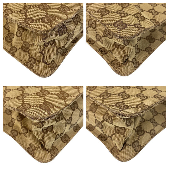 GUCCI Shoulder Bag 120841 GG canvas, leather Beige brown Shoulder Bag pochette Women Used Authentic