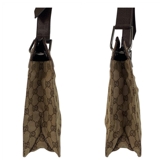 GUCCI Shoulder Bag 120841 GG canvas, leather Beige brown Shoulder Bag pochette Women Used Authentic