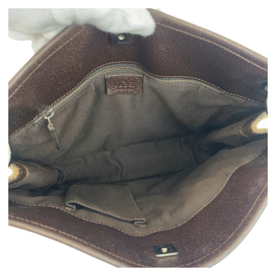 GUCCI Shoulder Bag 120841 GG canvas, leather Beige brown Shoulder Bag pochette Women Used Authentic