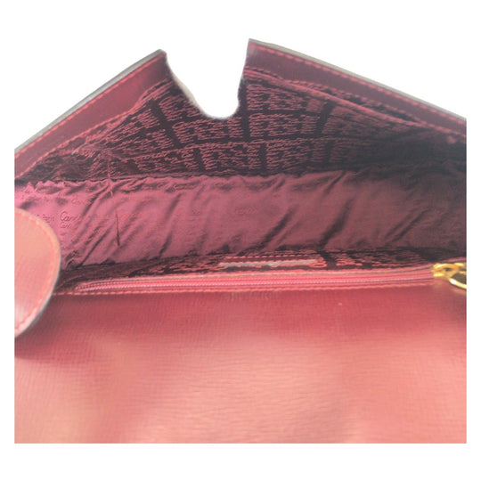 CARTIER Shoulder Bag leather Bordeaux Gold Metal Shoulder Bag pochette Must Line Women Used Authentic