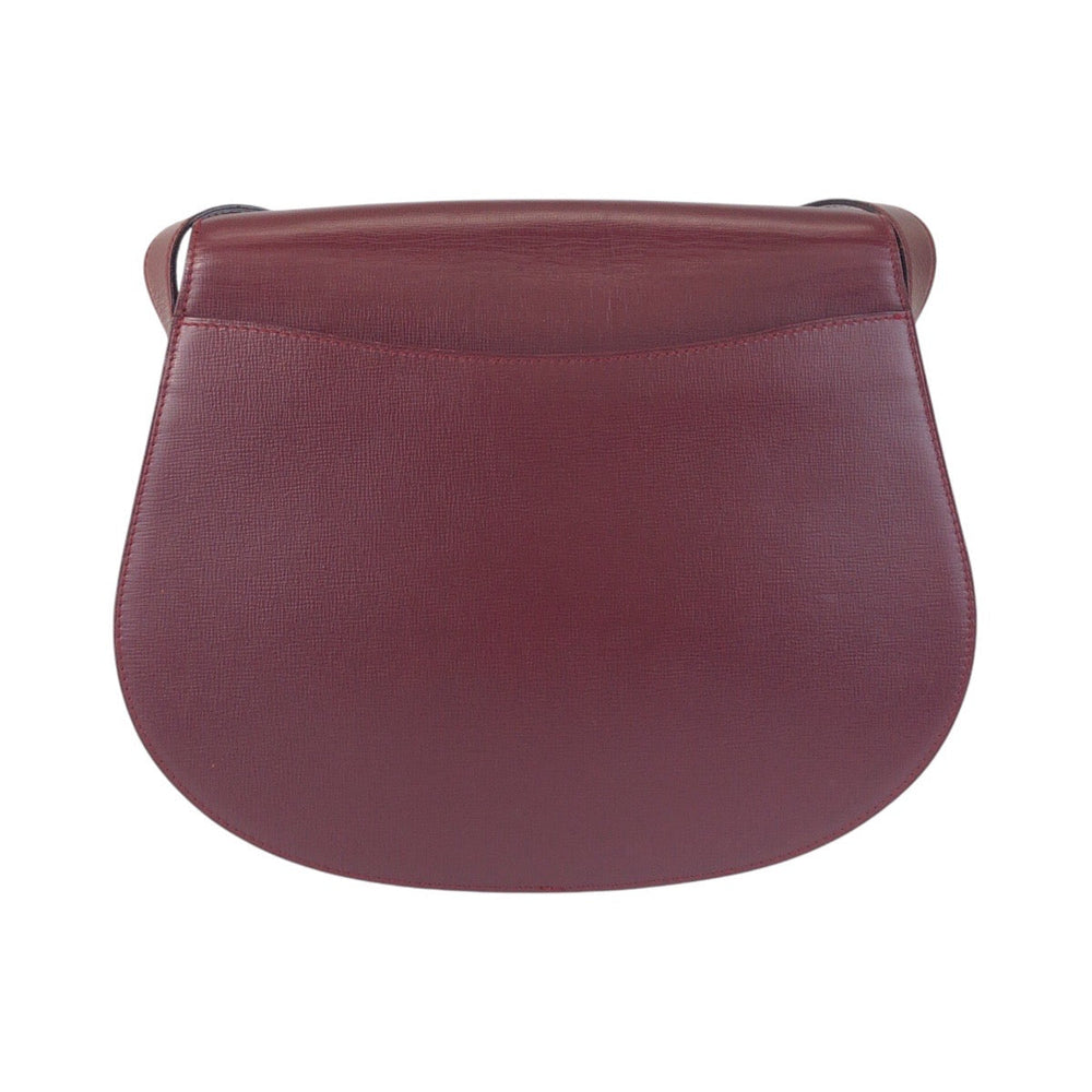 CARTIER Shoulder Bag leather Bordeaux Gold Metal Shoulder Bag pochette Must Line Women Used Authentic