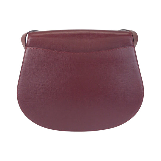 CARTIER Shoulder Bag leather Bordeaux Gold Metal Shoulder Bag pochette Must Line Women Used Authentic