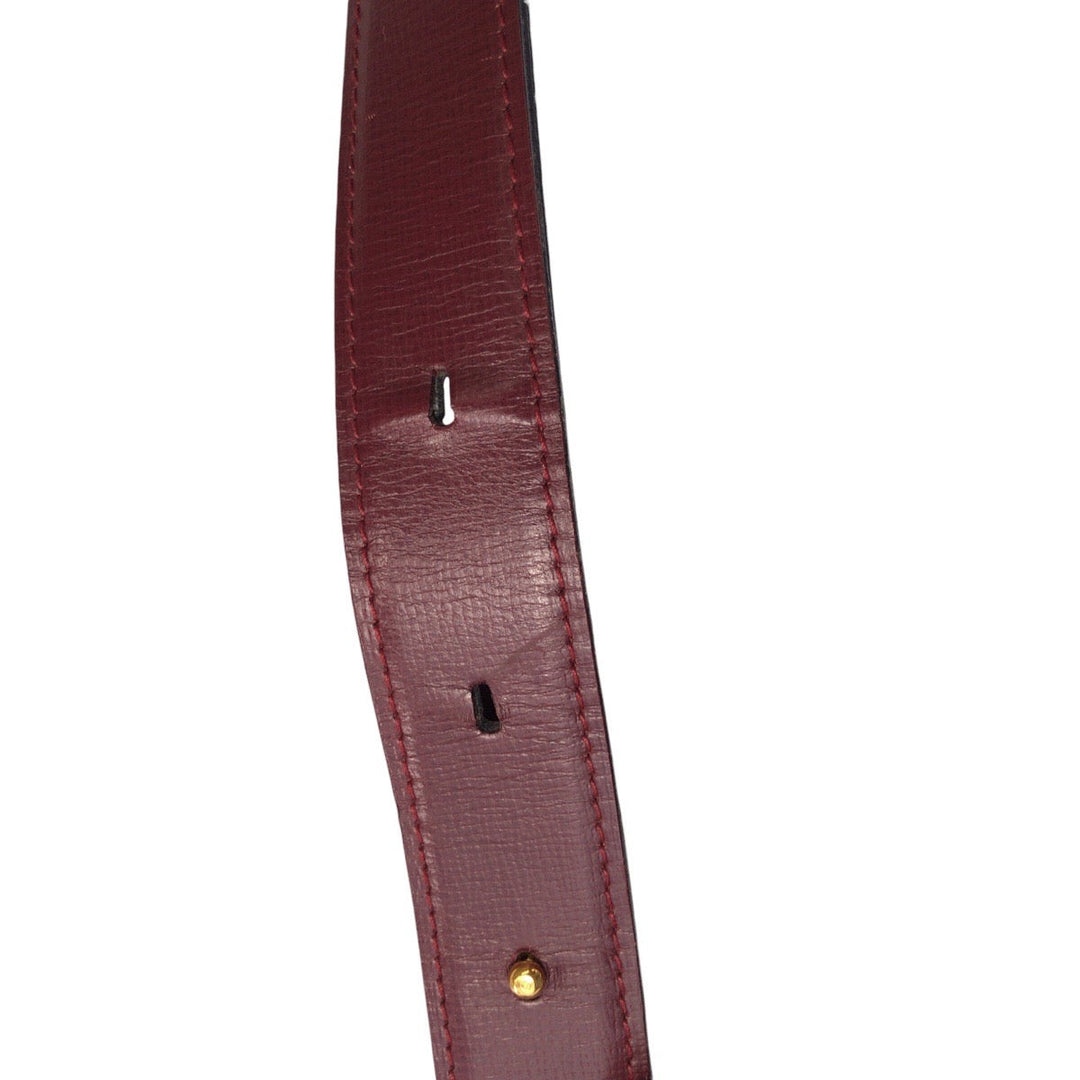 CARTIER Shoulder Bag leather Bordeaux Gold Metal Shoulder Bag pochette Must Line Women Used Authentic