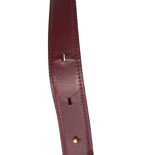 CARTIER Shoulder Bag leather Bordeaux Gold Metal Shoulder Bag pochette Must Line Women Used Authentic