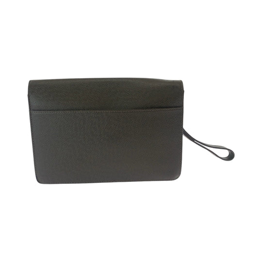 LOUIS VUITTON business bag M30786 Taiga Brown Silver Metal business bag clutch bag Taiga Selenga mens Used Authentic