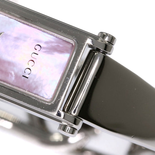 GUCCI Watches Quartz 1500L Stainless Steel , Stainless Steel Silver Square Face Shell Pink shell dial Women Used Authentic