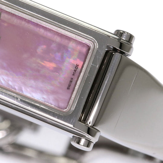 GUCCI Watches Quartz 1500L Stainless Steel , Stainless Steel Silver Square Face Shell Pink shell dial Women Used Authentic