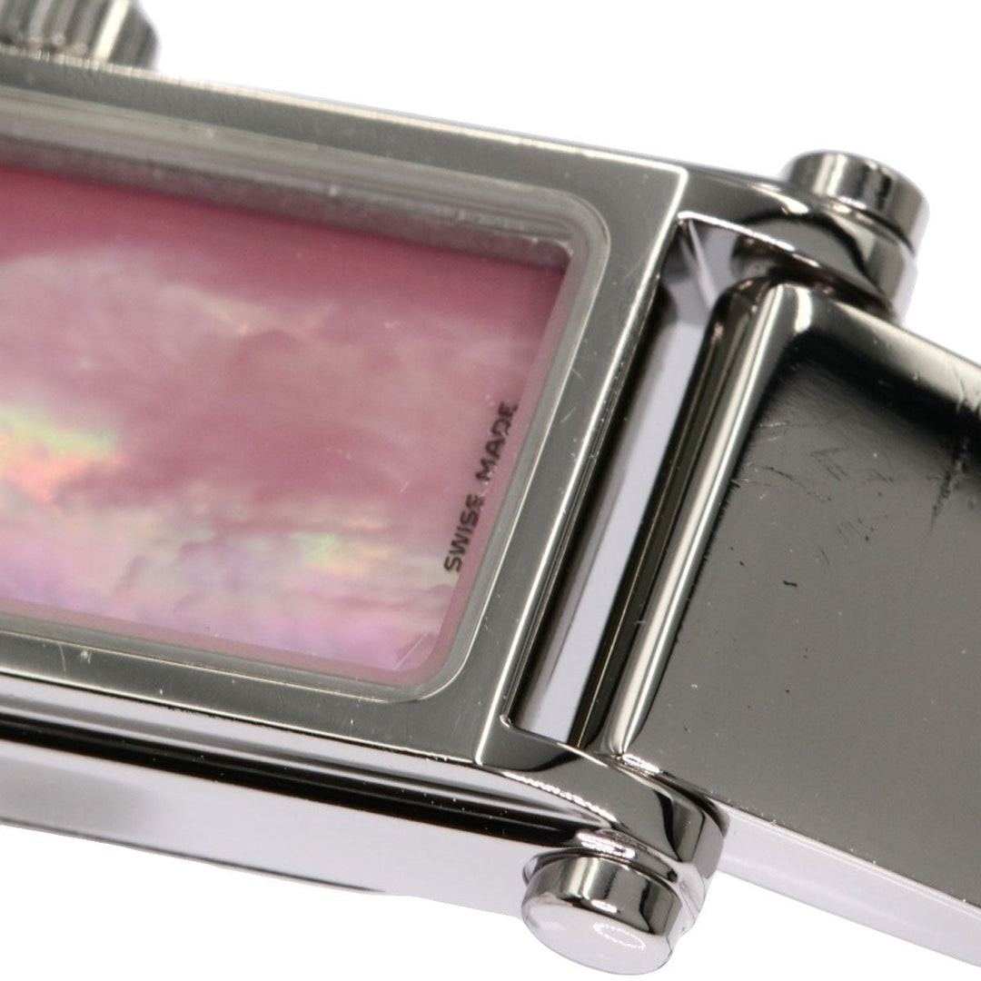 GUCCI Watches Quartz 1500L Stainless Steel , Stainless Steel Silver Square Face Shell Pink shell dial Women Used Authentic