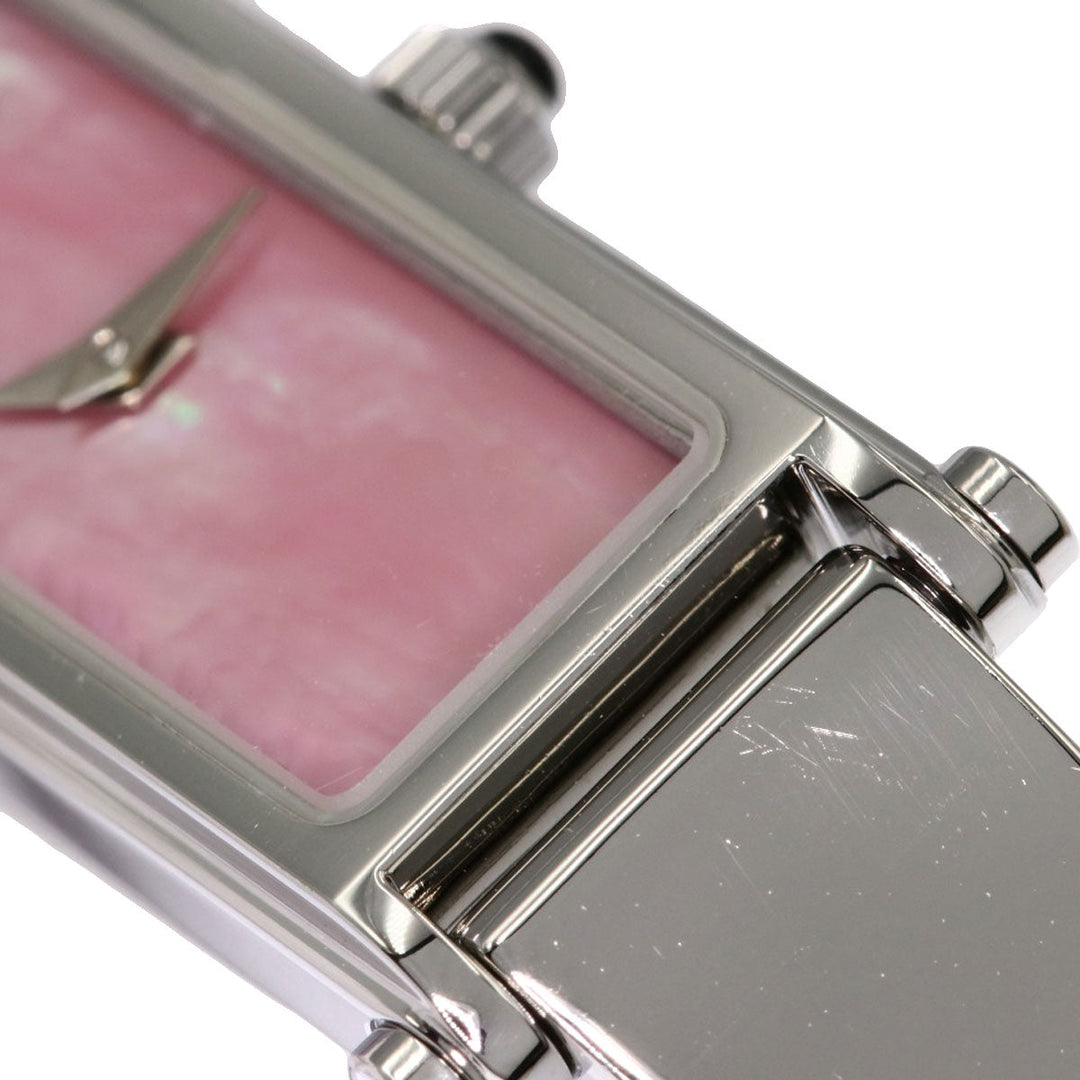 GUCCI Watches Quartz 1500L Stainless Steel , Stainless Steel Silver Square Face Shell Pink shell dial Women Used Authentic