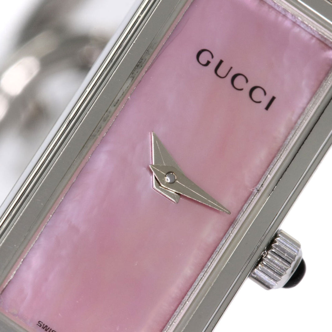GUCCI Watches Quartz 1500L Stainless Steel , Stainless Steel Silver Square Face Shell Pink shell dial Women Used Authentic